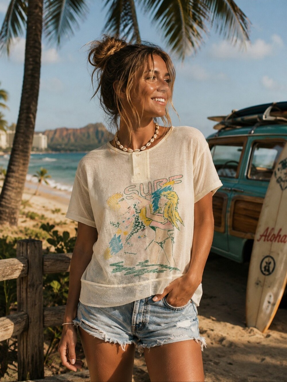Vintage Beach Club Surfer Graphic Tee small/medium oversized California beach